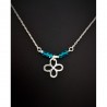 Collier argenté trèfle et perles turquoise - Brun d'Amour