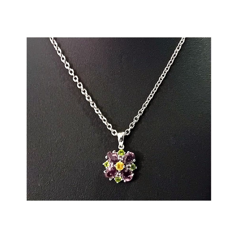 Collier argent 925 pendentif fleur