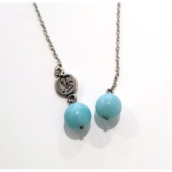 Collier Tac Tac avec perles en céramique turquoises