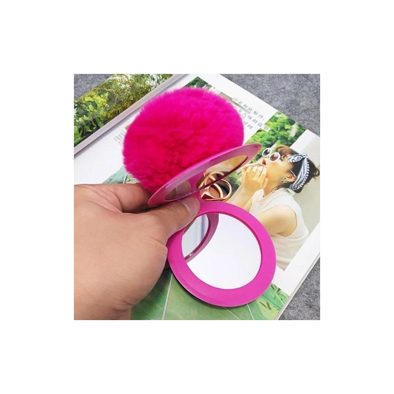 Porte clé miroir avec pompon fushia