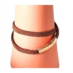 Bracelet en cuir vachette double tours