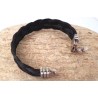 Bracelet Homme en crin noir tressé large - Bijoux ALBANU