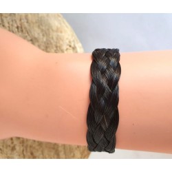 Bracelet Homme en crin noir tressé large - Bijoux ALBANU