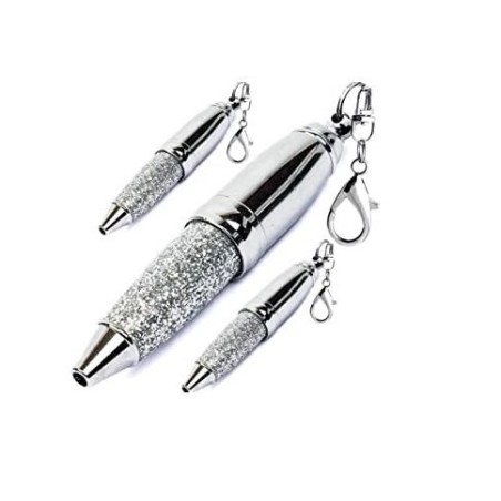 Mini stylo porte-clés Argent pailleté - Catwalk