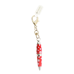 Mini stylo porte-clés Rouge avec flocons blancs