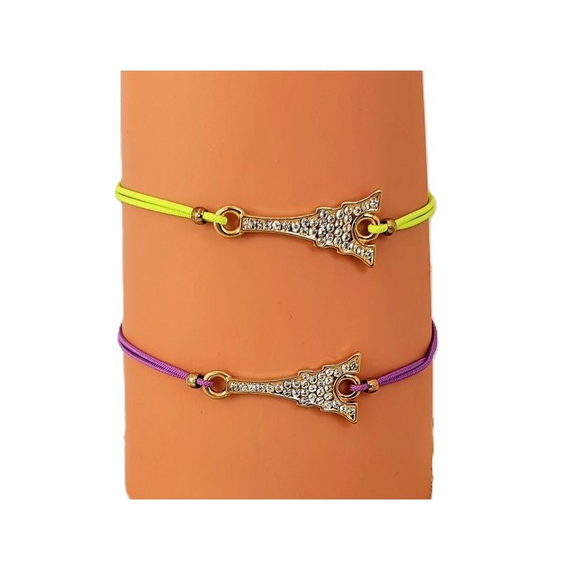 Bracelet cordon avec tour Eiffel Swarovski – Les Parisettes