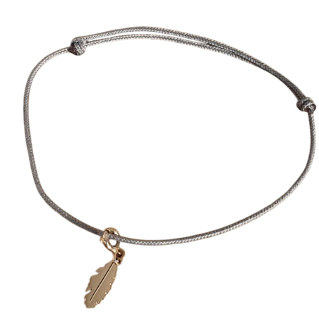 Bracelet Cordon avec cham plume argenté – Lucky Team