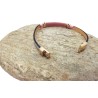 Bracelet en cuir souple avec Chaine rose