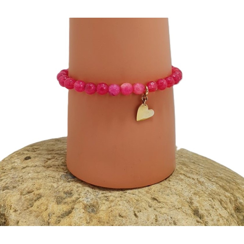 Bracelet en perles roses avec charm Coeur AG925 - Lucky Team