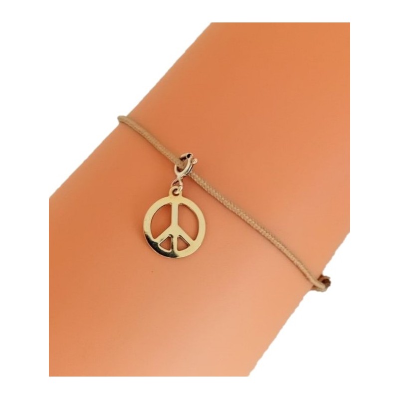 Bracelet cordon avec charm  "Peace" - Lucky Team