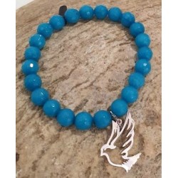 Bracelet turquoise en perles Millénium avec charm colombe – Lucky Team