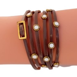 Bracelet en cuir marron 6...