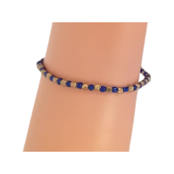 Bracelet fines perles bleu marine et cuivre - AFFARI AB