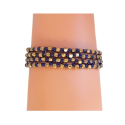 Bracelet fines perles bleu marine et cuivre - AFFARI AB