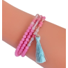 Bracelet 3 tours perles Lilas et pompon argent – Lucky Team