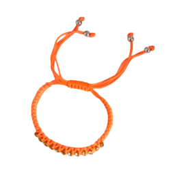 Bracelet Tressé Orange avec Strass Brillants