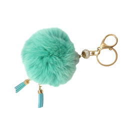 Porte-clefs pompon vert en...