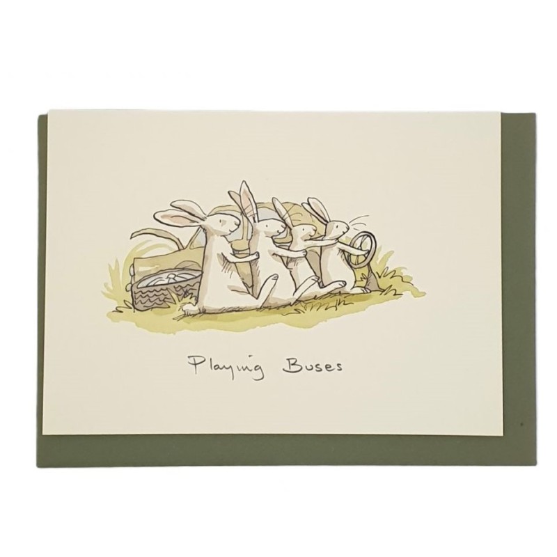 Carte double Anita Jeram "Playing buses"