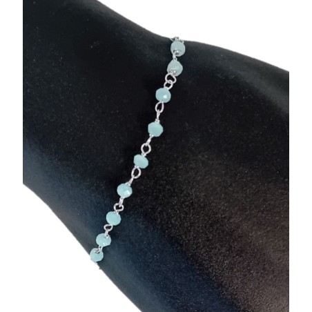 Bracelet de perles bleues argent sterling