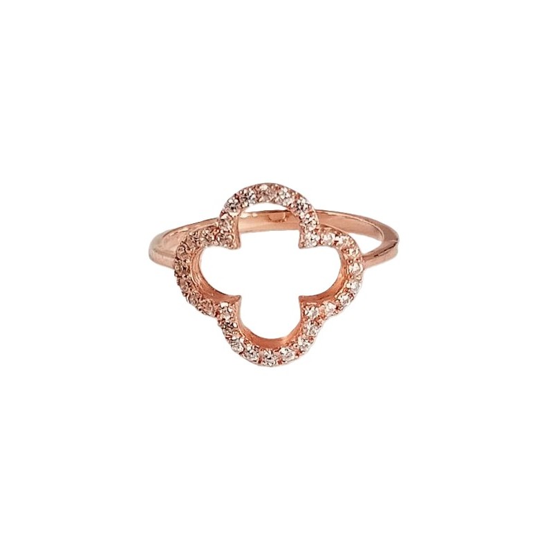 Bague trèfle argent 925 rose