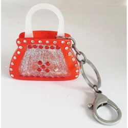 Porte-clés Mini Sac à Main Rouge avec Strass