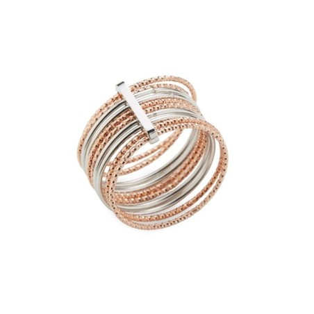 Bague Semainier en argent 925 rose et argent rhodié poli - Orus Bijoux