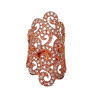 Bague arabesques en métal or rose et zirconium