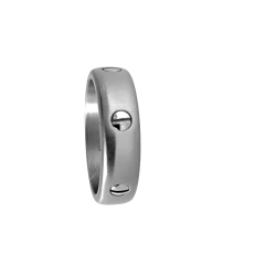 Bague homme acier  6 vis argentées.