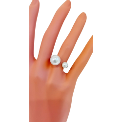 Bague Argent 925 deux perles Blanches