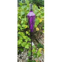 Torche " Epis" de jardin en verre couleur parme et  fer forge Cecilia Création