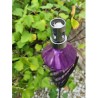 Torche " Epis" de jardin en verre couleur parme et  fer forge Cecilia Création