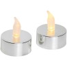 2 bougies chauffe-plat argent à LED vacillantes
