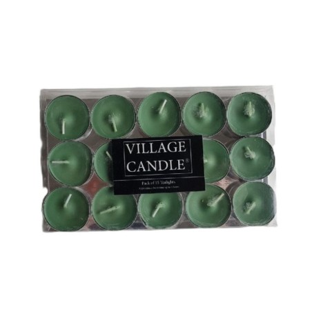 Boite de 15 lumignons vert foncé village candle