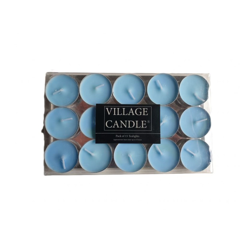 Boite de 15 lumignons bleu ciel village candle