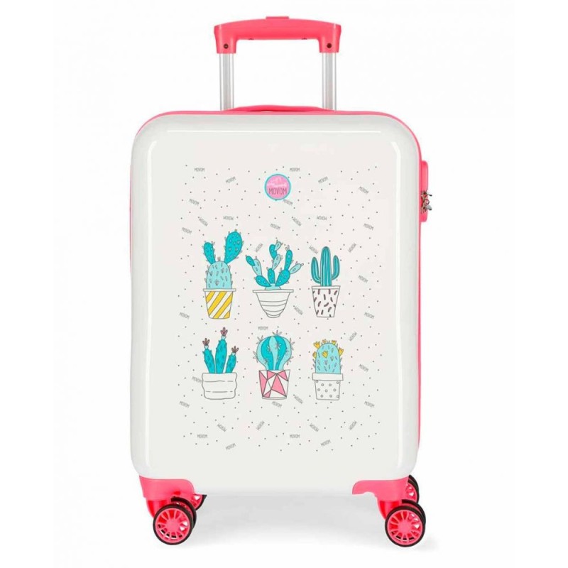 Valise cabine Movom blanche avec cactus