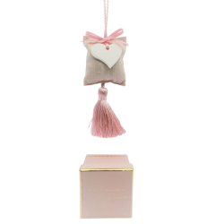 Coussin à Parfumer rose avec cœur en plâtre – Atelier Catherine Masson