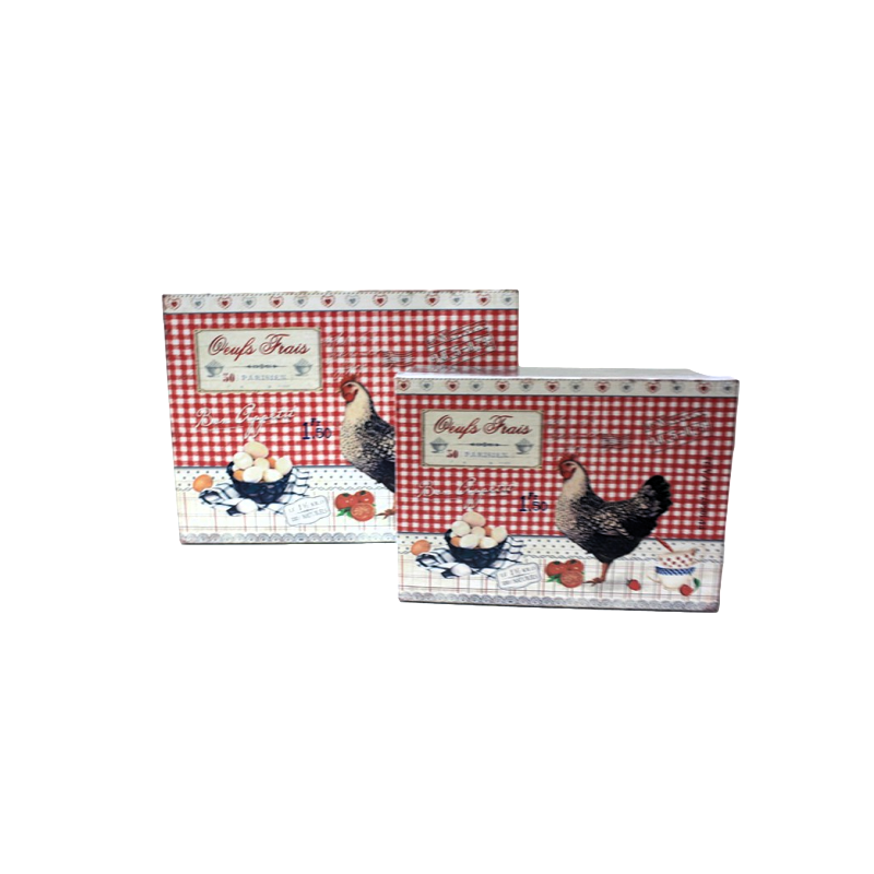 Set 2 boites en métal déco poules