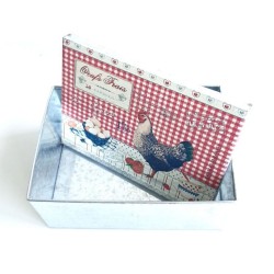 Set 2 boites en métal déco poules
