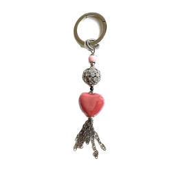 Porte-clés cœur rose et...