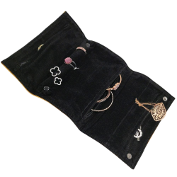 Porte bijoux de voyage en cuir Noir