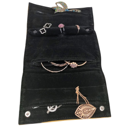 Porte bijoux de voyage en cuir Noir