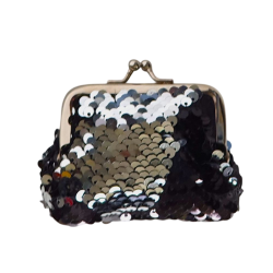 Porte-monnaie sequin noir/argent