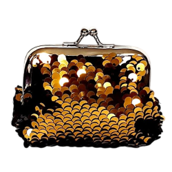 Porte-monnaie sequin noir/or