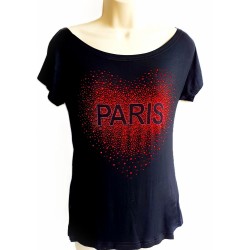 T-shirt Paris "Cœur strass...