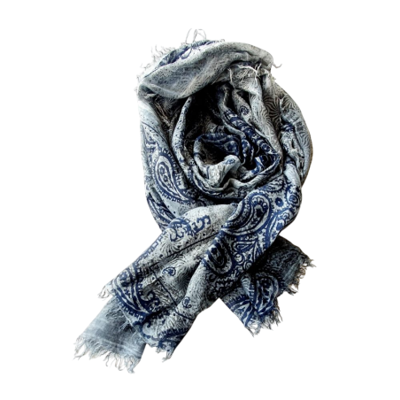 Foulard imprimé gris bleu Création Palm