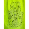 Foulard vert citron avec motifs main de Fatma strass argent/noir