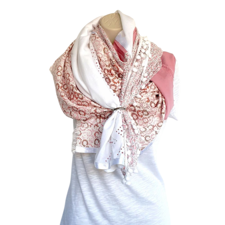 Foulard ton rose et blanc By Saida