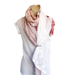 Foulard ton rose et blanc  By Saida