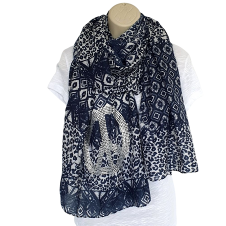 Écharpe Bleue "Peace and Love "