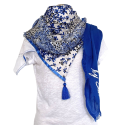 Foulard Tons bleu et blanc...